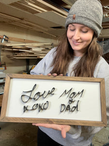 Handwriting Replica Sign With Frame - Oak&Feather