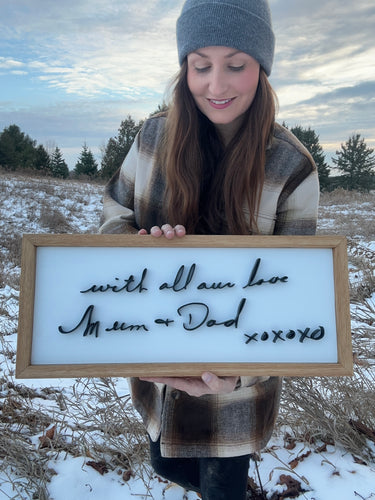 Handwriting Replica Sign With Frame - Oak&Feather